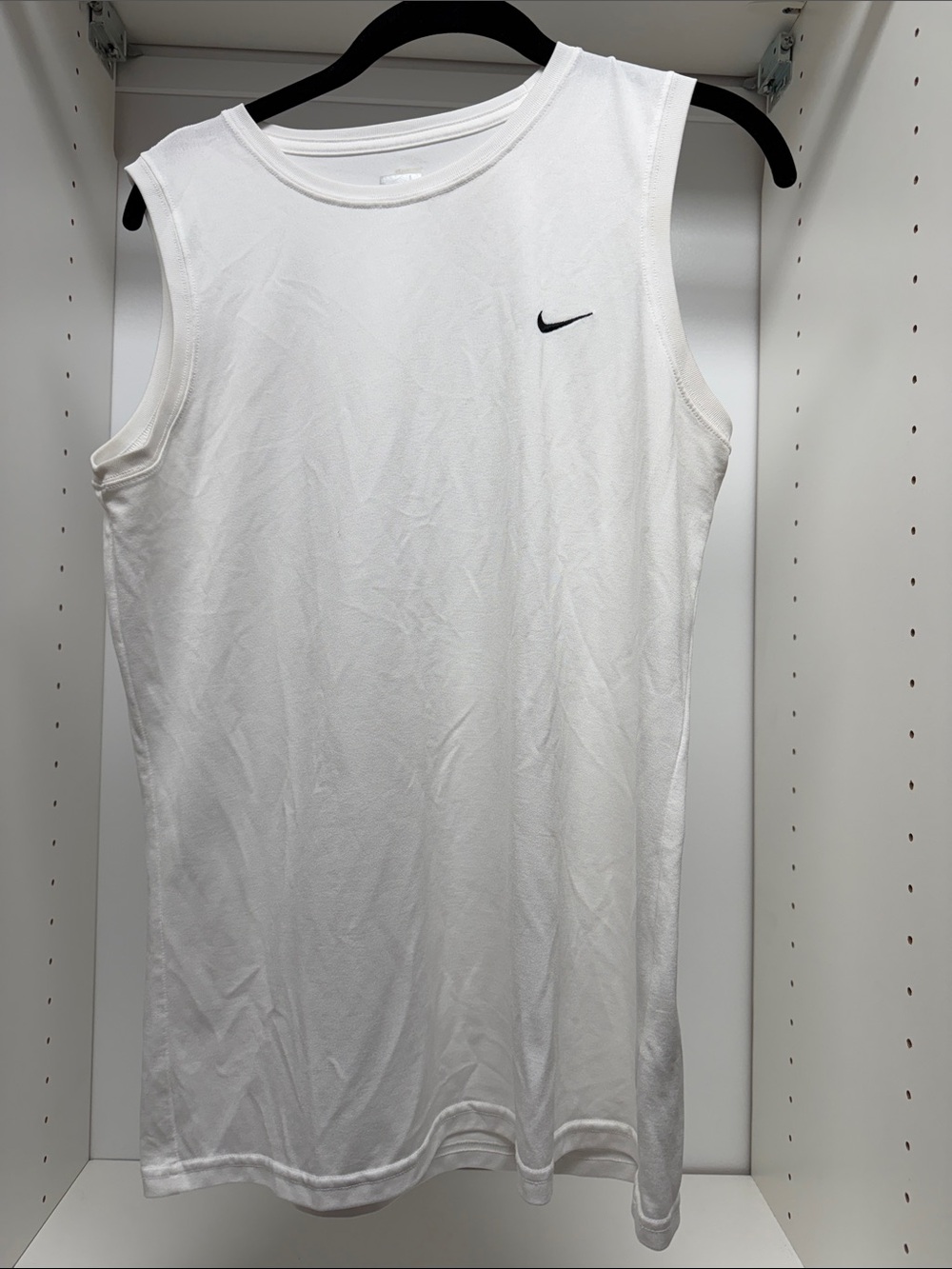 Nike White Women's Sleeveless Athletic Tank with Black Swoosh